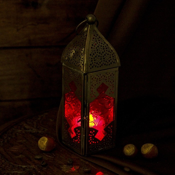 Подсвечник со стеклом "Фонарь" на 1 свечу 5х17,5 см