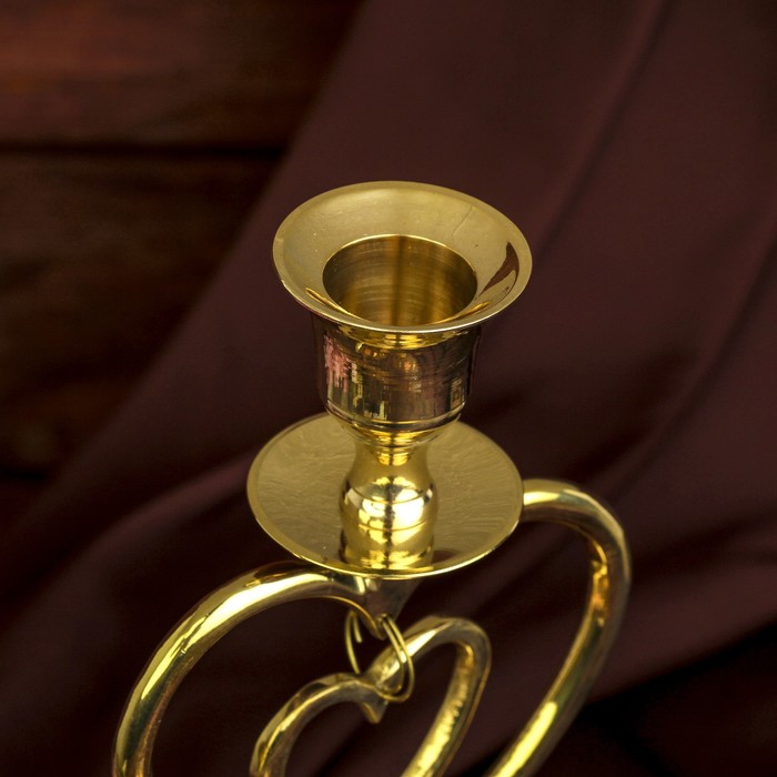 Подсвечник "Двойное сердце" на 1 свечу латунь 10х10х20 см