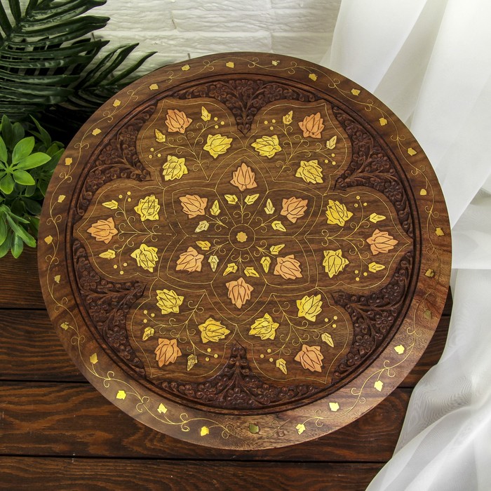 Интерьерный столик резной "Мираж" дерево 38х38х39 см