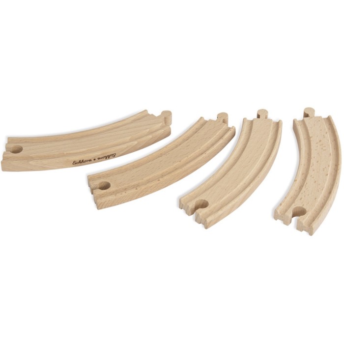 Игровой набор закрыглённых элементов деревянной железной дороги