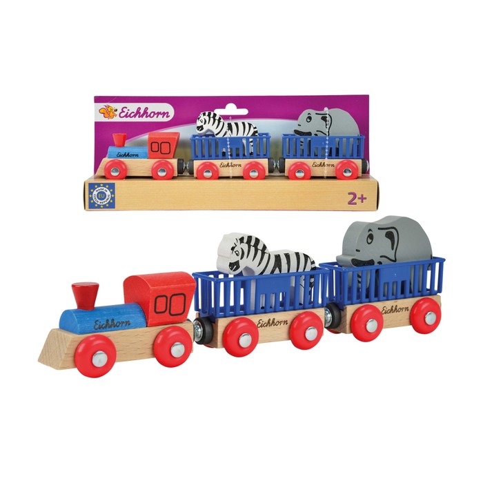 Игрушка "Поезд", с двумя вагонами и животными