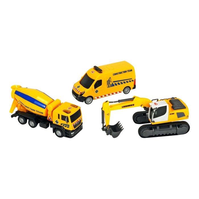Игровой набор "Строительная техника", с тремя машинками, МИКС