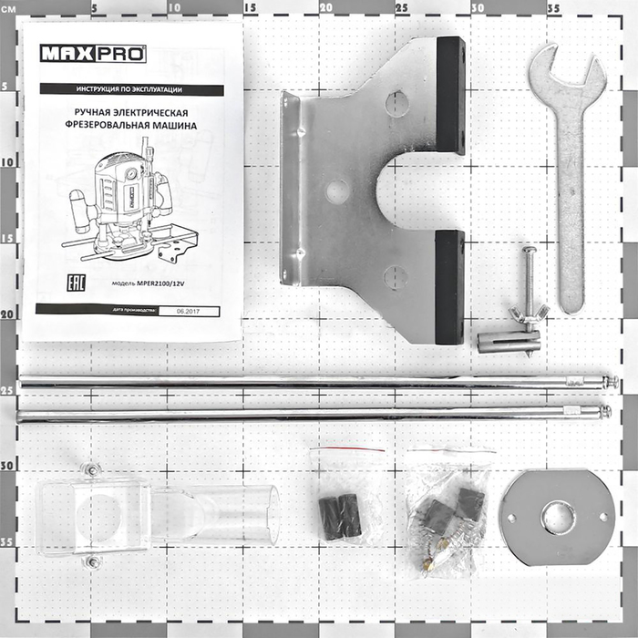 Фрезер MAX-PRO 85230, 2100 Вт, 8000-23500 об/мин, цанга 6/8/12 мм, 60 мм, алюм. корпус