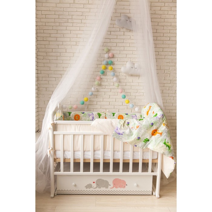 Кроватка детская "Мэри", с ящиком, поперечное качание с фиксатором, цвет   серый/розовый