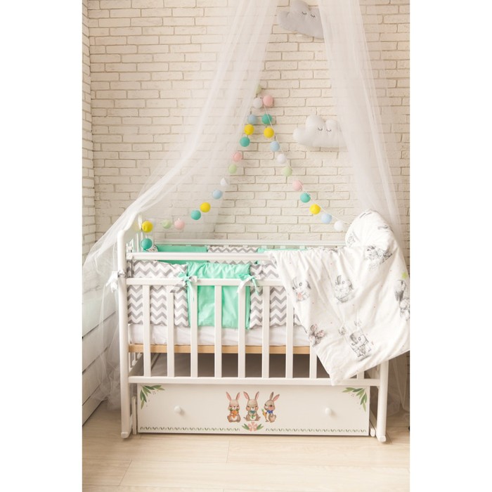 Кроватка детская "Зайка", с ящиком, поперечное качание с фиксатором