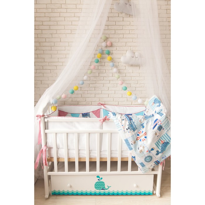 Кроватка детская "Маленький кит", с ящиком, поперечное качание с фиксатором