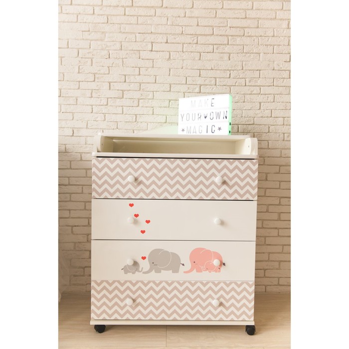 Пеленальный комод "Мэри", цвет серый/розовый