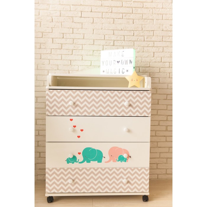 Пеленальный комод "Мэри" , цвет бирюза/розовый