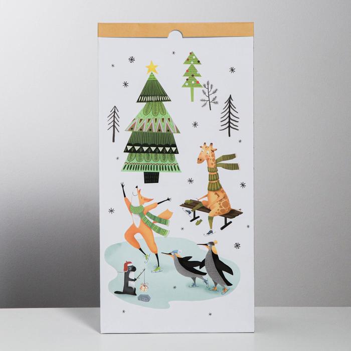 Пакет крафтовый «Зимние шалости», 32 х 64 х 16 см