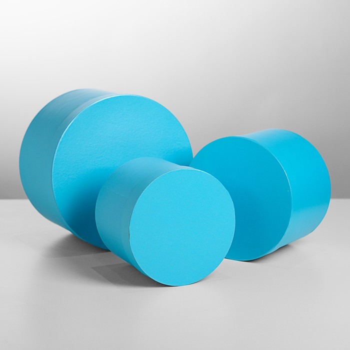 Набор круглых коробок 3в1 "Серый холст", 30 х 30 х 15 - 20 х 20 х 10 см