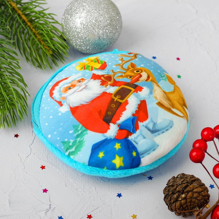 Мягкий кошелёк "Дед Мороз с оленем"