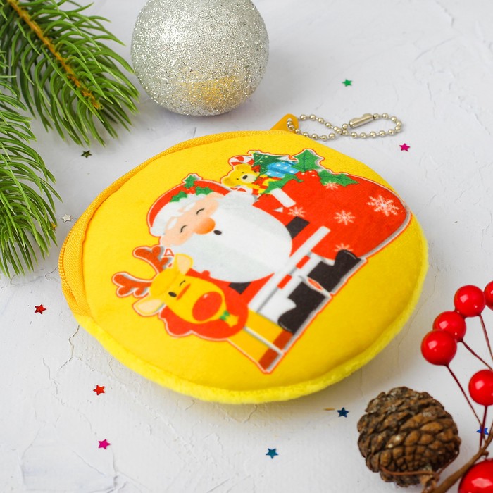 Мягкий кошелёк "Дед Мороз" на мешке снежинки