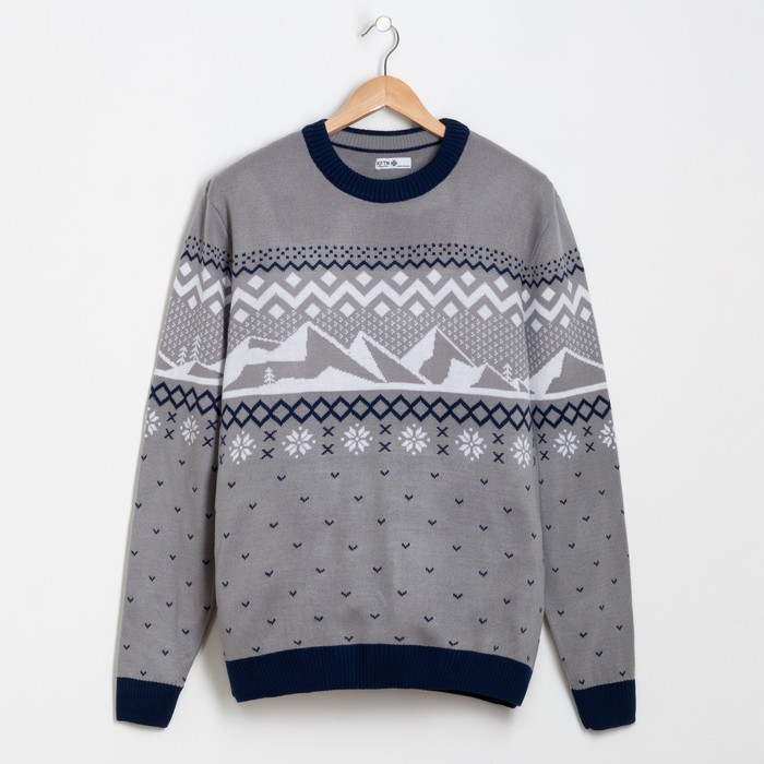 Джемпер мужской KAFTAN "Горы" серый р-р 56, 100% акрил