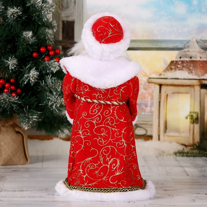 Дед Мороз  "Посох с кристаллом" красный, двигается, 38 см