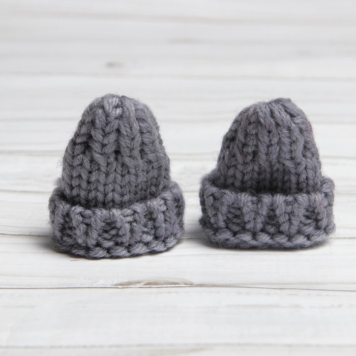 Шапка для игрушек вязаная , набор 2 шт., цвет серый