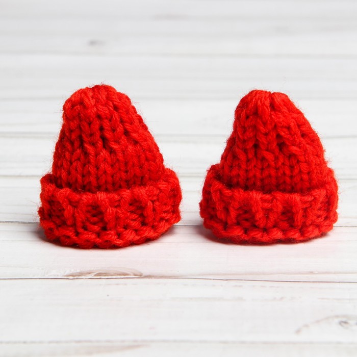 Шапка для игрушек вязаная , набор 2 шт., цвет красный