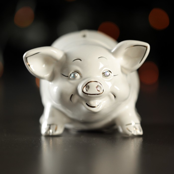 Копилка "Свинка Дося" белый глянец