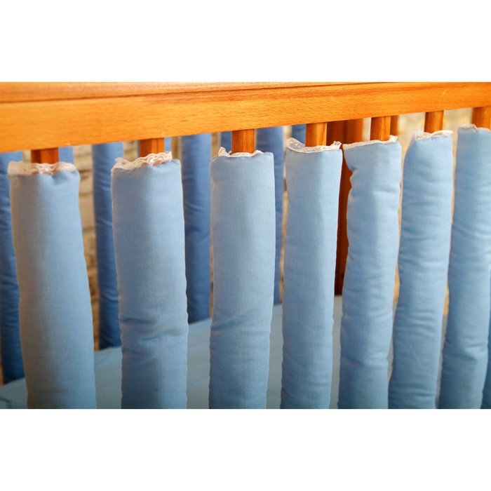 Бамперы в кроватку Pain Blue, размер 16х55 см-12 шт., сатин