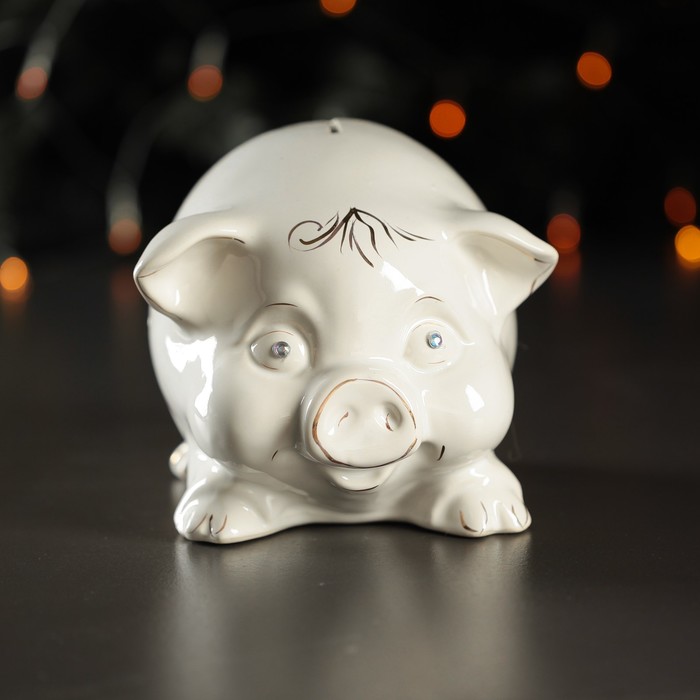 Копилка "Свинка тушка" глянец белый