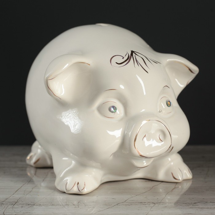 Копилка "Свинка тушка" глянец белый