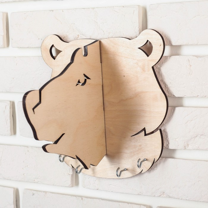 Ключница-вешалка деревянная "Медведь"