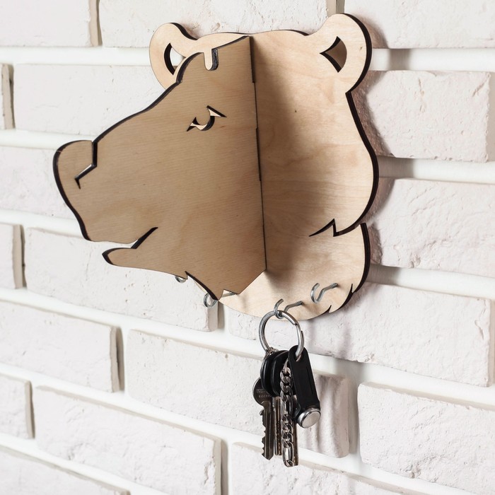 Ключница-вешалка деревянная "Медведь"