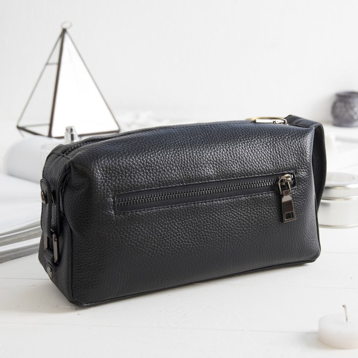 Косметичка-несессер, отдел на молнии, наружный карман, цвет чёрный