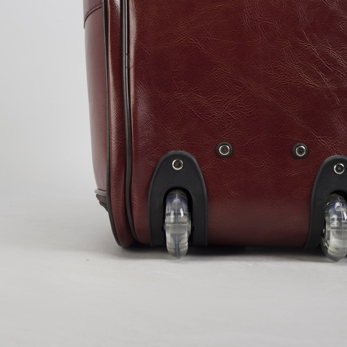 Сумка дорожная малая на колёсах, отдел на молнии, наружный карман, цвет коричневый