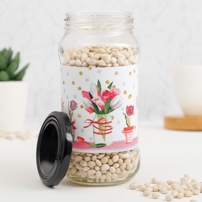 Банка для сыпучих продуктов "Тюльпаны", 475 мл