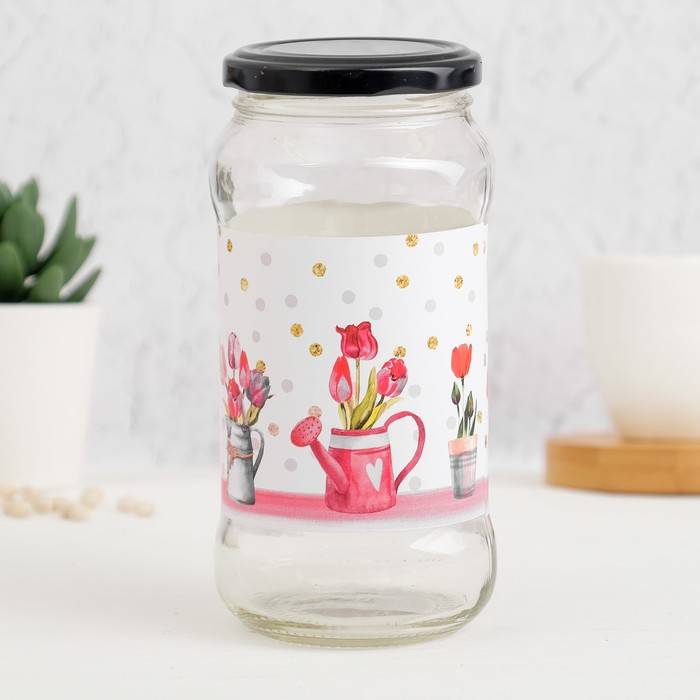 Банка для сыпучих продуктов "Тюльпаны", 475 мл