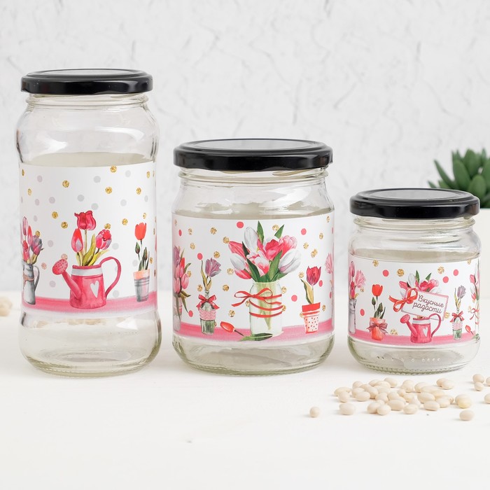 Банка для сыпучих продуктов "Тюльпаны", 475 мл