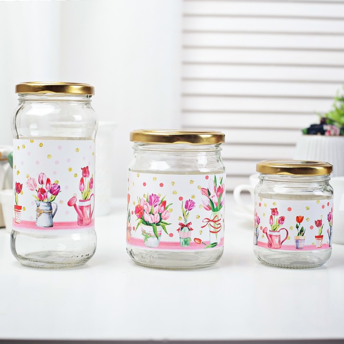 Банка для сыпучих продуктов "Тюльпаны", 475 мл