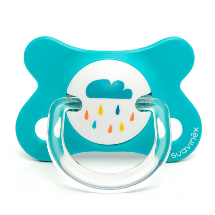 Пустышка Suavinex от 2-4 мес., с физиол. латексн. соской, голубая ""Динозавр"