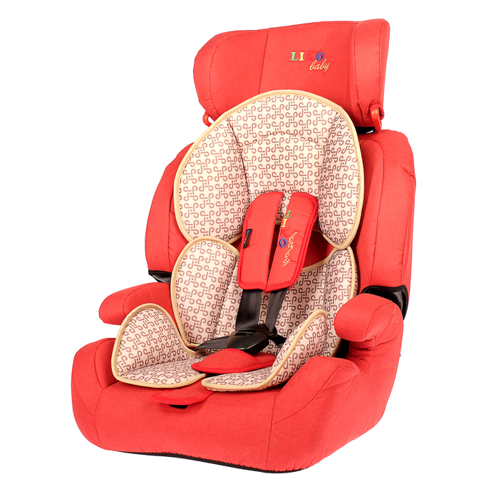 Автокресло-бустер LB 515 B, группа 1-2-3, цвет кирпичный/лён