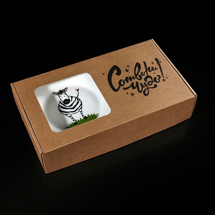 Набор посуды "Зебрушка", 2 предмета: кружка, тарелка