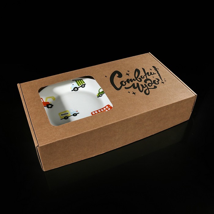 Набор посуды "Машинки", 3 предмета: кружка, тарелка глубокая, тарелка плоская