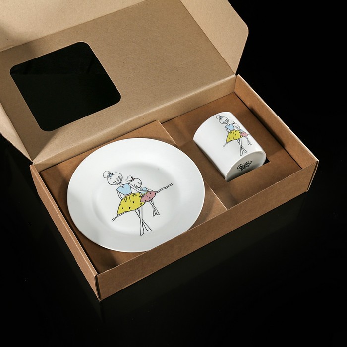 Набор посуды "Мама", 3 предмета: кружка, тарелка глубокая, тарелка плоская