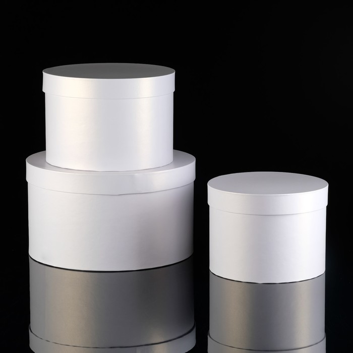 Набор круглых коробок 3в1 "Белый жемчуг", 30 х 30 х 15 - 20 х 20 х 10 см