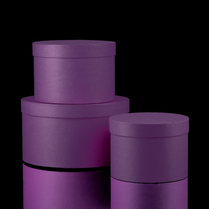 Набор круглых коробок 3в1 "Пурпурный холст", 30 х 30 х 15 - 20 х 20 х 10 см