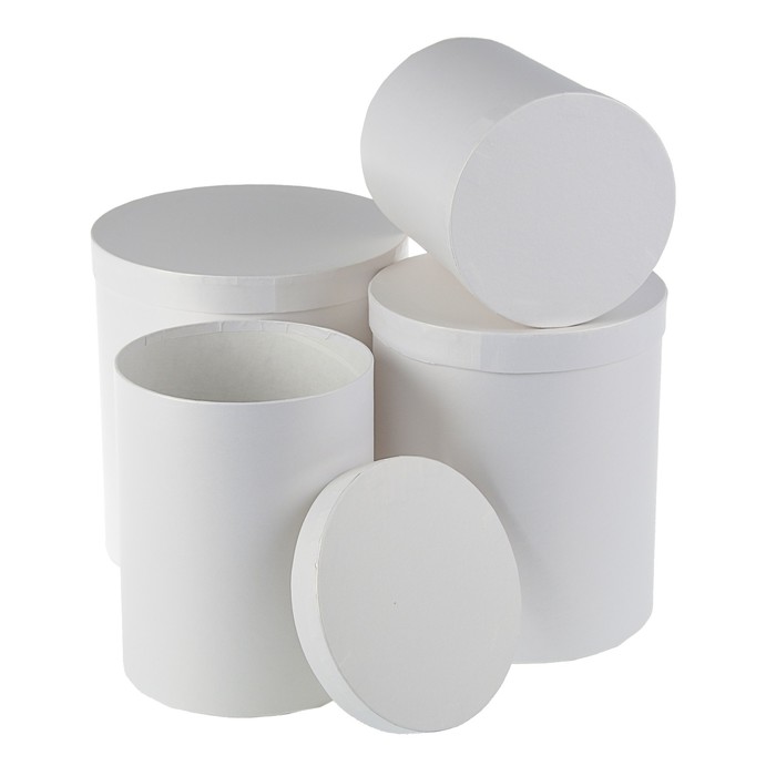 Набор круглых коробок 4в1 "Белый жемчуг", 23 х 23 х 25 - 15 х 15 х 20 см