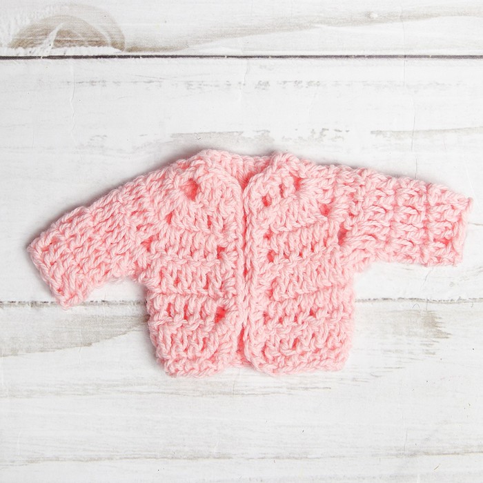 Кофточка для куклы вязаная, цвет розовый