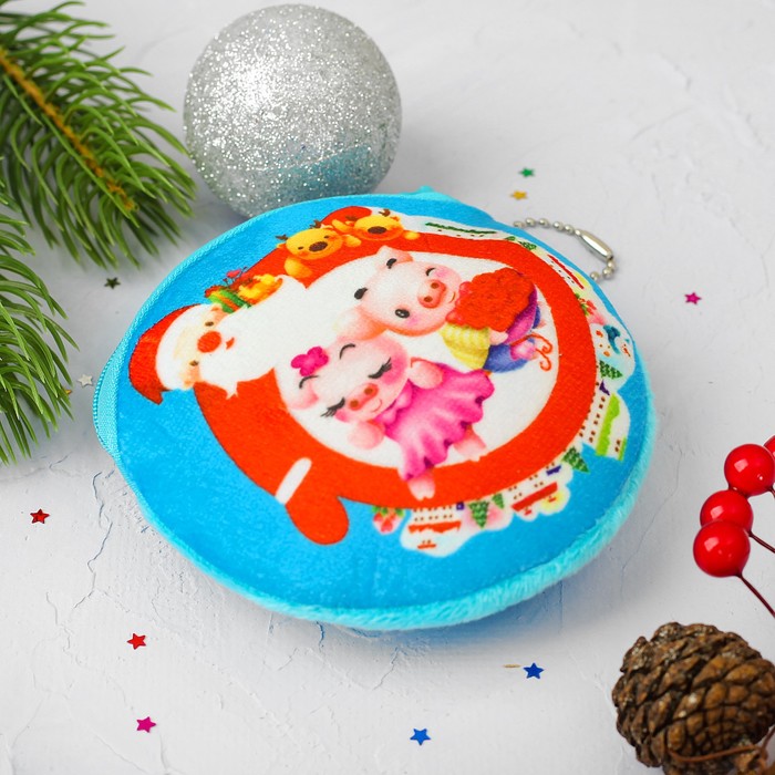 Мягкий кошелёк "Поросята и Дед Мороз"