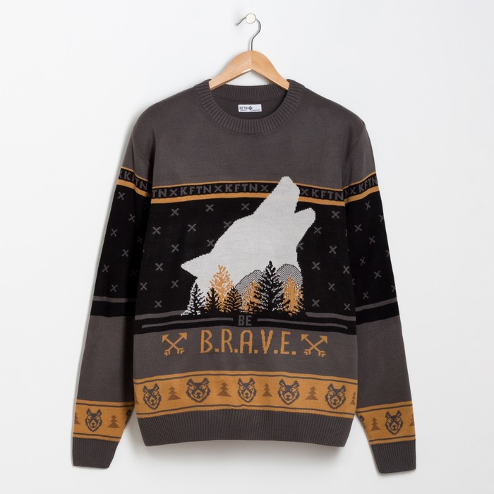 Джемпер мужской KAFTAN "BRAVE" серый р-р 56, 100% акрил
