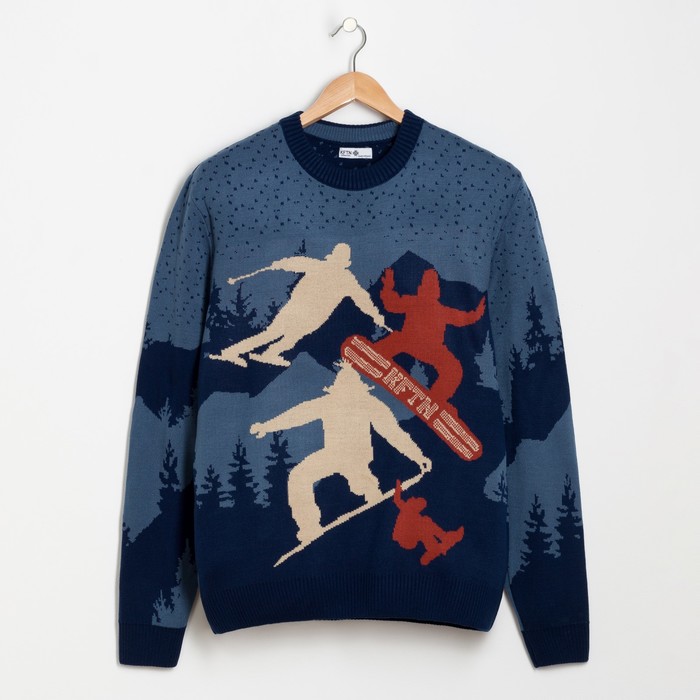 Джемпер мужской KAFTAN "Сноубордист" синий р-р 56, 100% акрил