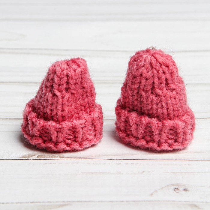 Шапка для игрушек вязаная , набор 2 шт., цвет розовый