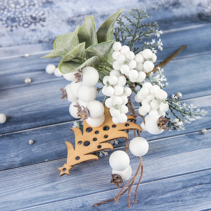 Декор "Белые россы" 20 см елочка матовый