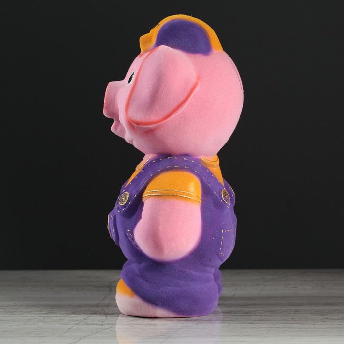 Копилка "Поросёнок в комбинезоне" флок, микс