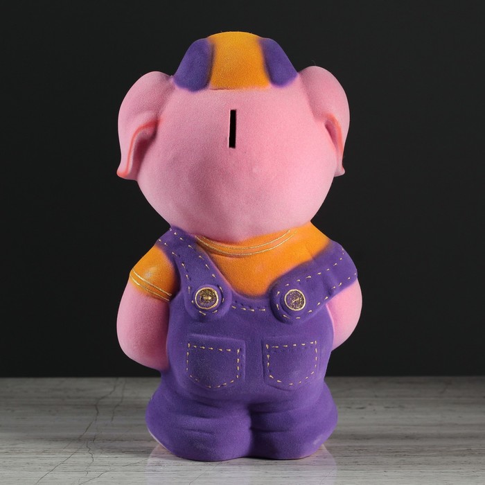 Копилка "Поросёнок в комбинезоне" флок, микс