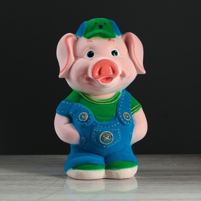 Копилка "Поросёнок в комбинезоне" флок, микс