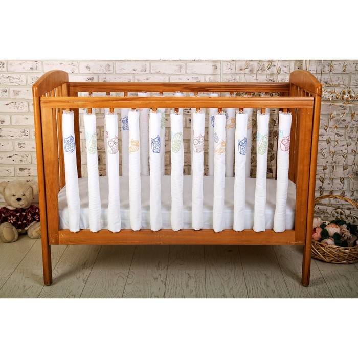 Бамперы в кроватку Funny Owls, размер 16х55 см-12 шт., сатин